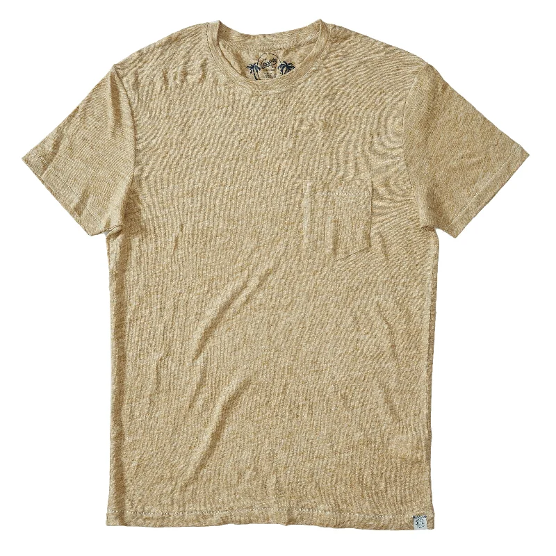 Men’s short-sleeve vane shirts-Soldano Linen Pocket Tee - Gold (Final Sale)