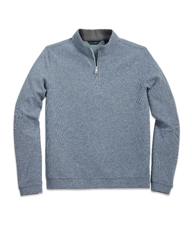 Men's soft panne shirts-Tech Knit Pullover, Country Blue