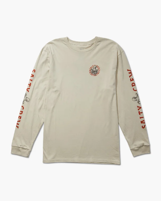 Men’s short-sleeve quirk tees-Tentacles L/S Tee - Bone