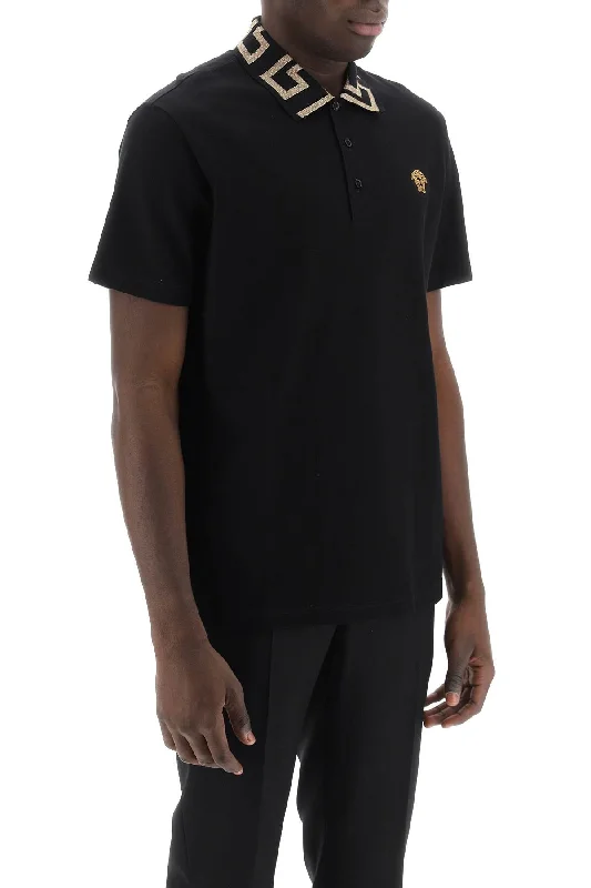 Men’s short-sleeve zing tees-Versace Taylor Fit Polo Shirt With Greca Collar