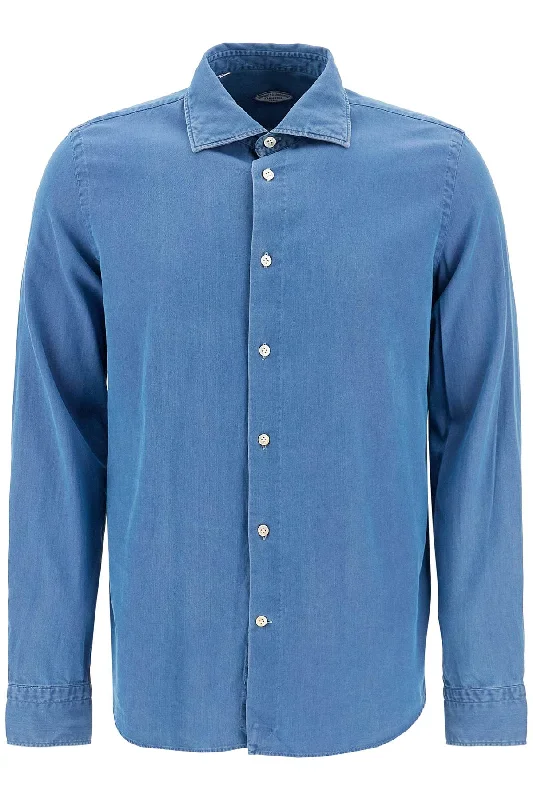 Men's formal micro-ombre shirts-Vincenzo Di Ruggiero Men's blue Effect Shirt