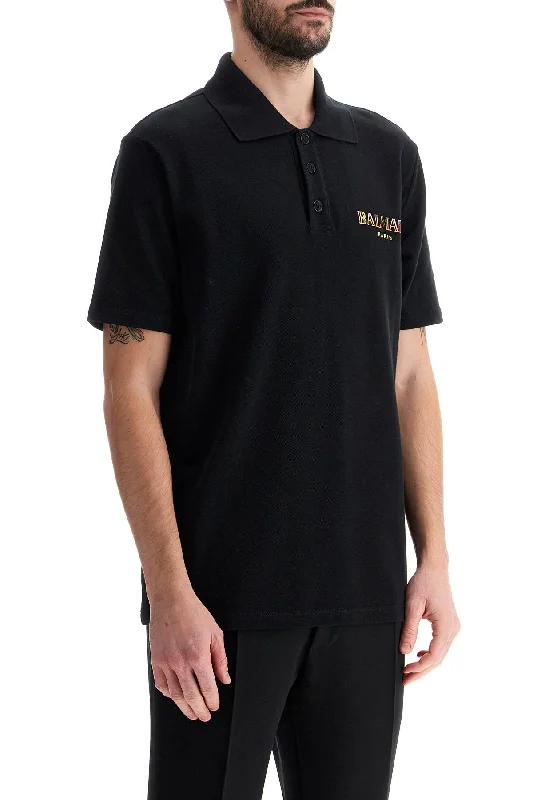 Men’s short-sleeve dote shirts-"vintage Balmain Embroidered Polo Shirt