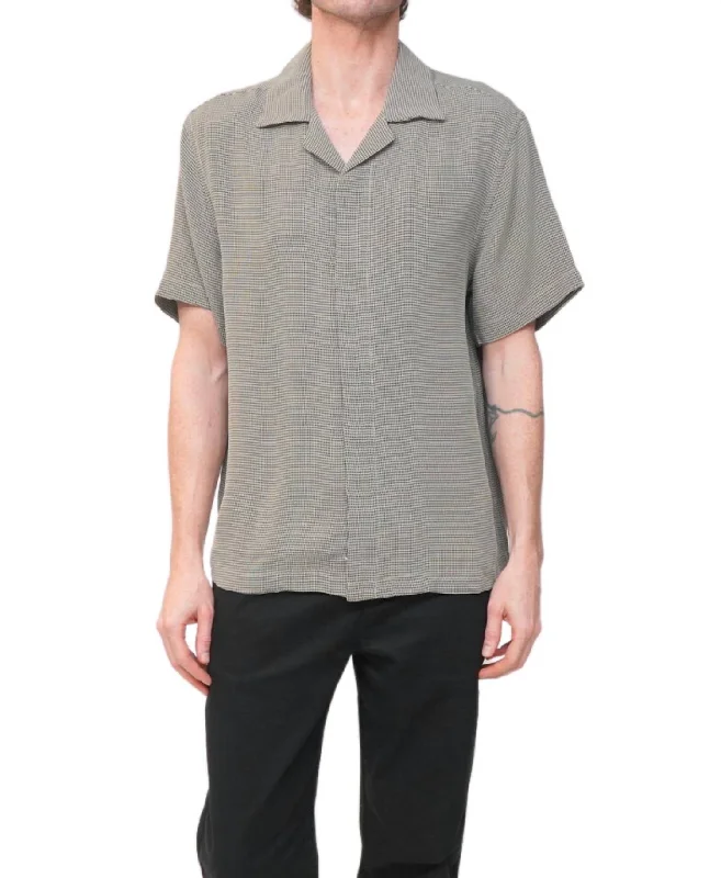 Men's casual space-dye shirts-York Houndstooth Shirt In Black/white