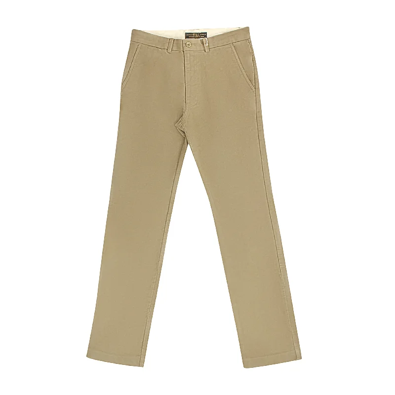 Men's sturdy camping pants-Brown Moleskin Cotton Pants