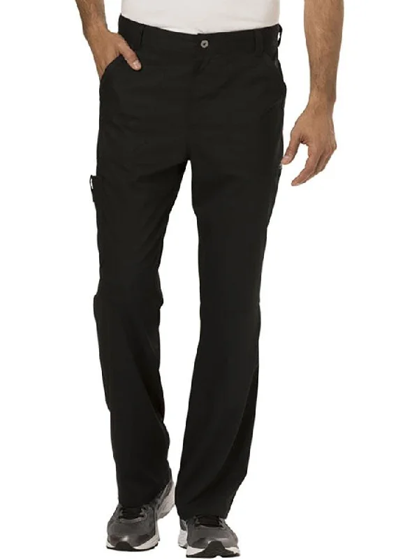 Men's strong gabardine pants-Cherokee Workwear Revolution Men's Drawstring Cargo Scrub Pant | Black