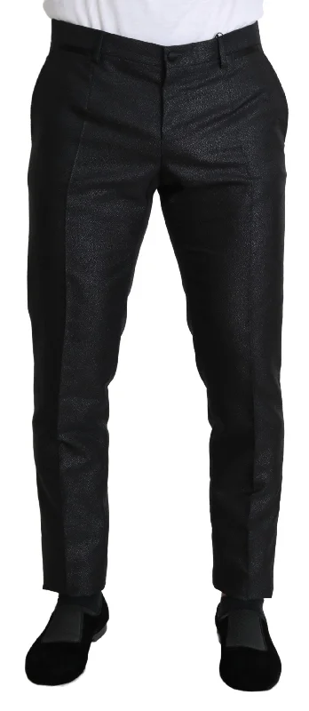 Men's resilient durable pants-Dolce & Gabbana Elegant Metallic  Dress Men's Pants