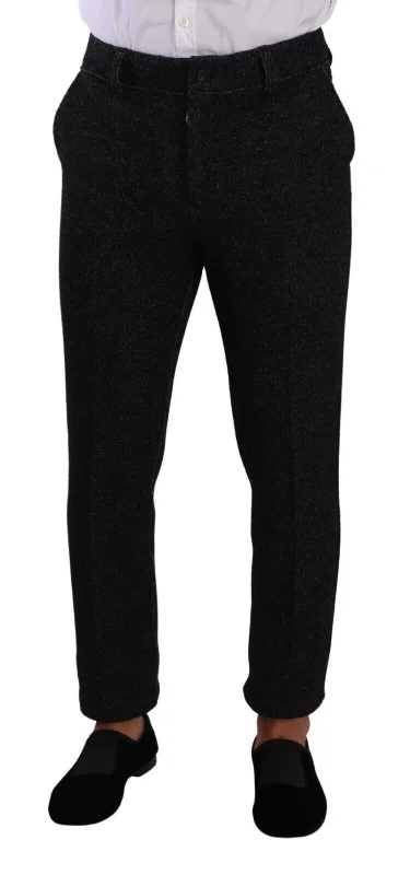 Men's wild patterned pants-Dolce & Gabbana Elegant Wool Blend Dress Men's Pants