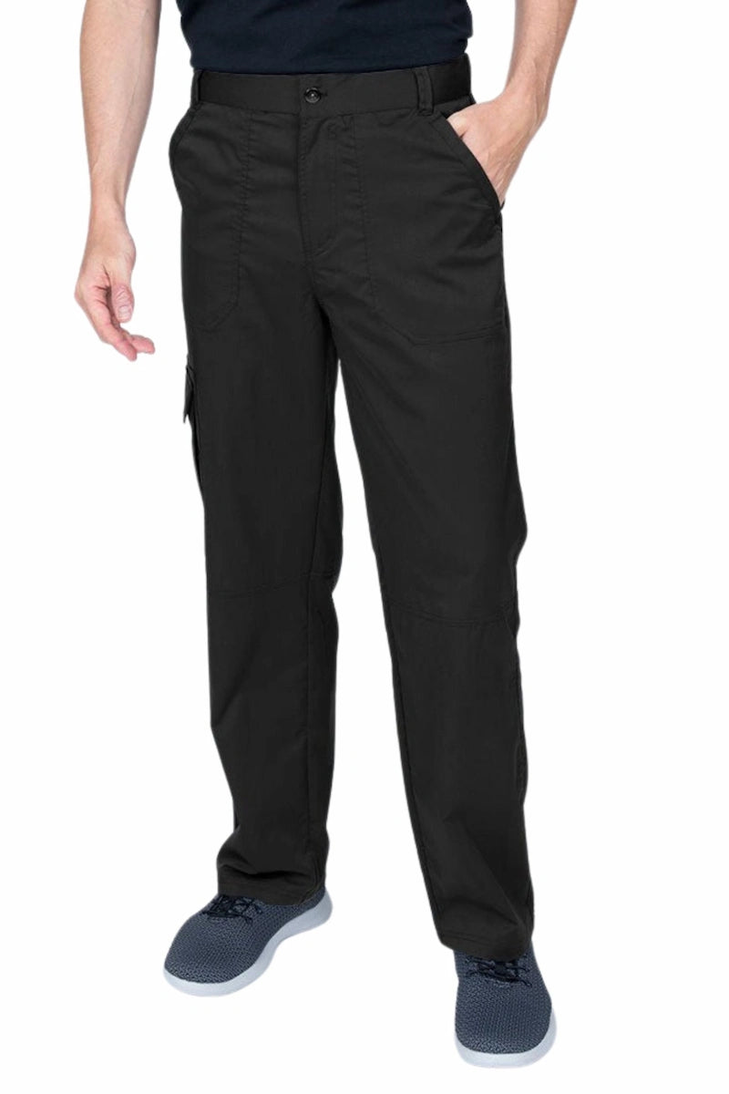 Men's dynamic track pants-Epic by MedWorks Men's Button Front Scrub Pant | Black