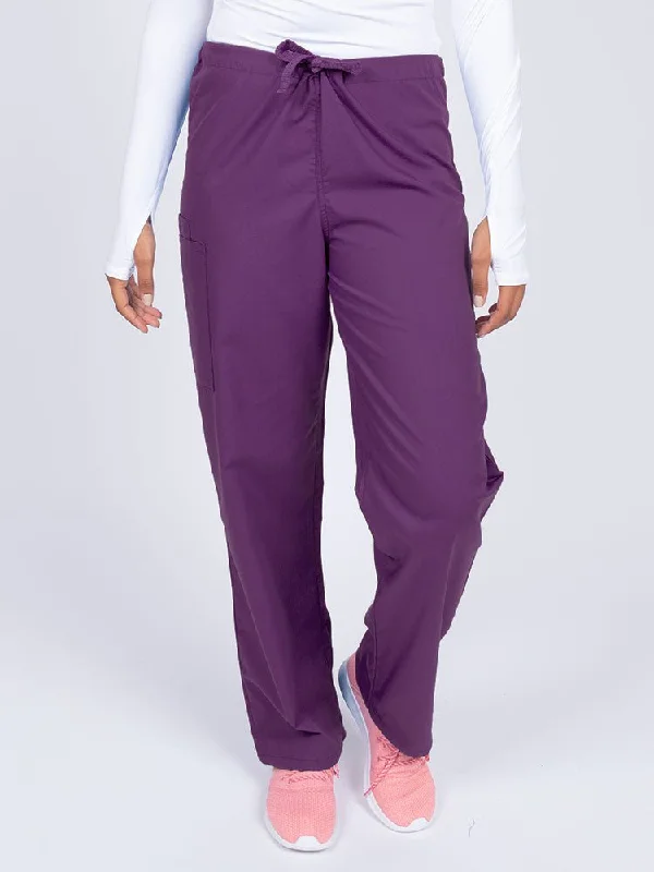 Men's tough polyester pants-Luv Scrubs Unisex Drawstring Cargo Pant | Eggplant