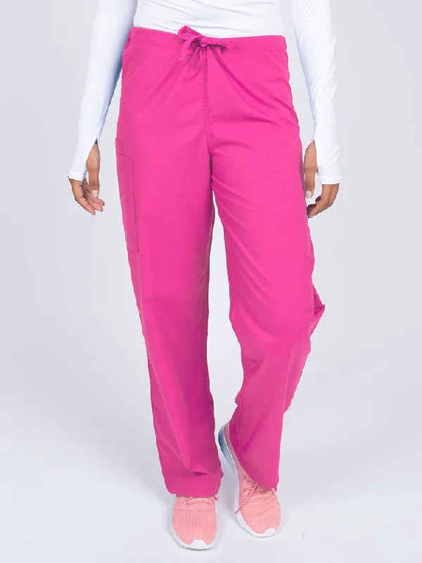 Men's chunky heavyweight pants-Luv Scrubs Unisex Drawstring Cargo Pant | Shocking Pink