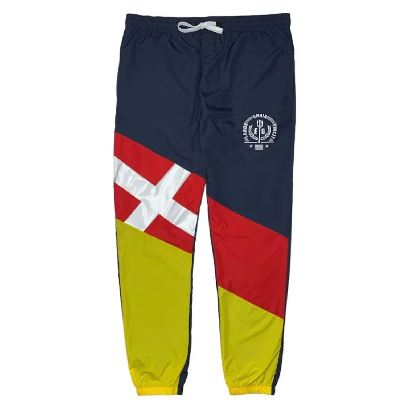 Men's stitched embroidered pants-Men's Athletics Track Pants In Navy