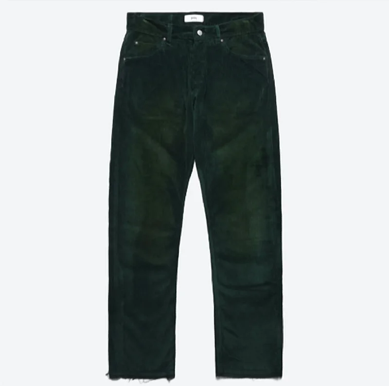 Men's soft cotton sweatpants-Men's Corduroy Jeans In Emerald