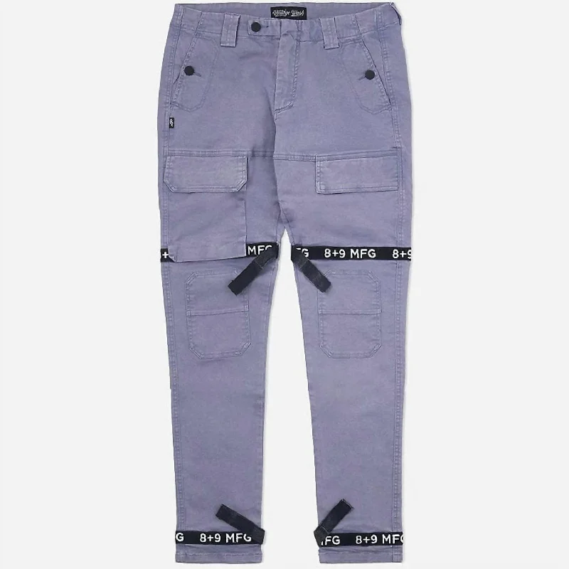 Men's old-school retro pants-Men's Strapped Up Vintage Washed Utility Pants In Vintage Blue