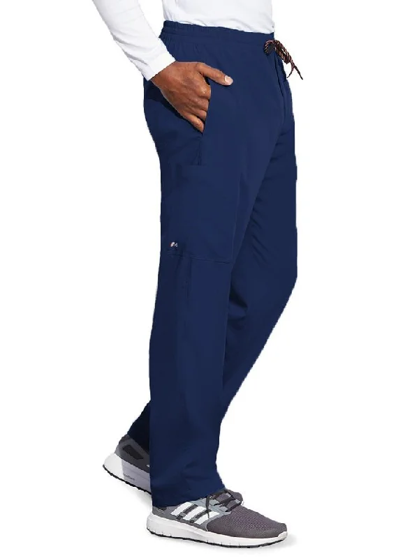 Men's extended big and tall pants-Motion Men's Jake Zip Fly Cargo Scrub Pant | Navy