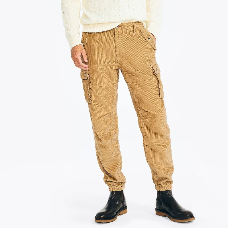 Men's tough durable work pants-Nautica Mens Corduroy Cargo Jogger