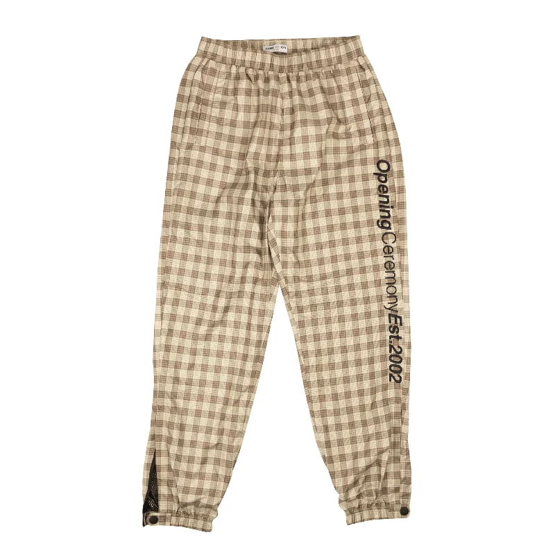 Men's frayed ripped pants-Opening Ceremony Plaid Nylon Jog Pant - Khaki