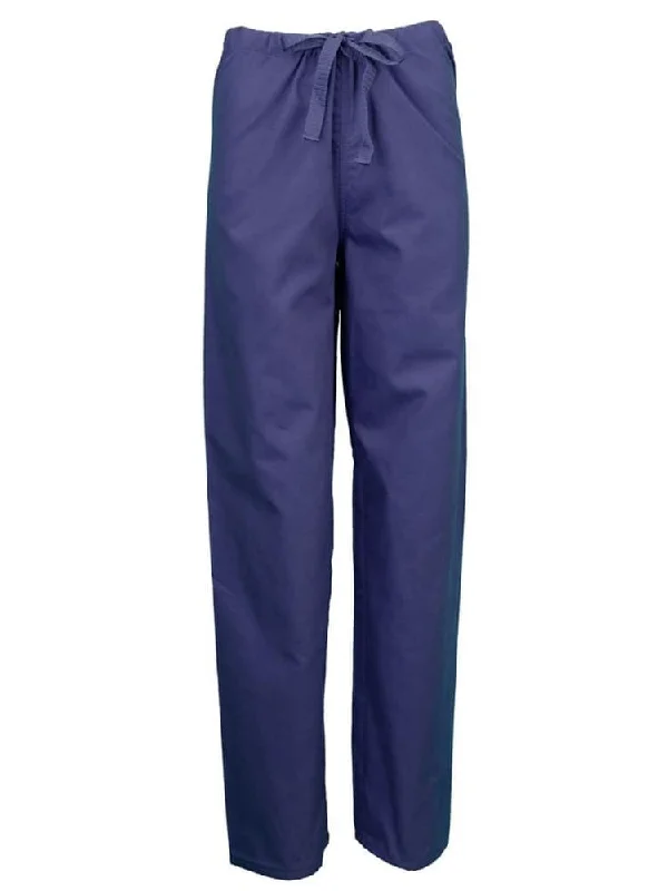 Men's zippered fly pants-Pocketless Unisex Drawstring Cargo Scrub Pant | Navy