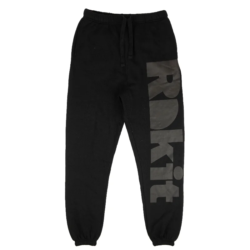 Men's deep olive pants-Rokit The Installation Sweatpant - Black