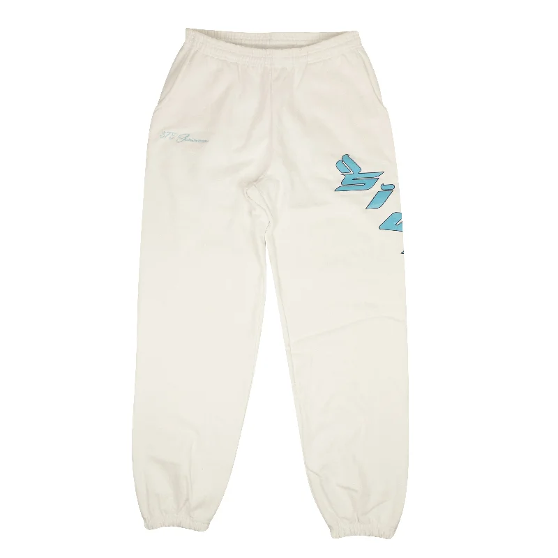 Men's dapper slim dress pants-Sicko X 375 Sweatpants - White/Light Blue