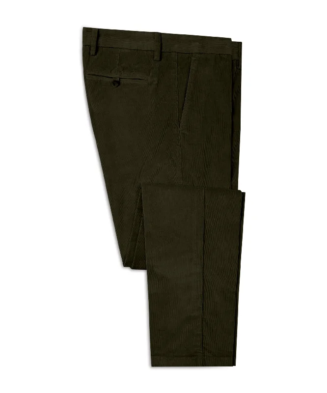 Men's earthy khaki work pants-Stretch Supima Cord Chino, Hunter