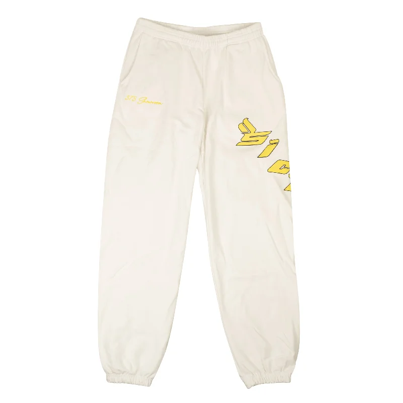 Men's light poplin pants-X 375 White And Yellow Logo Sweatpants