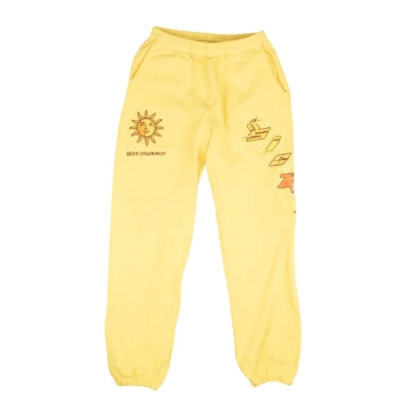 Men's blooming floral pants-Yellow Luke.wav Embroidered Sweatpants